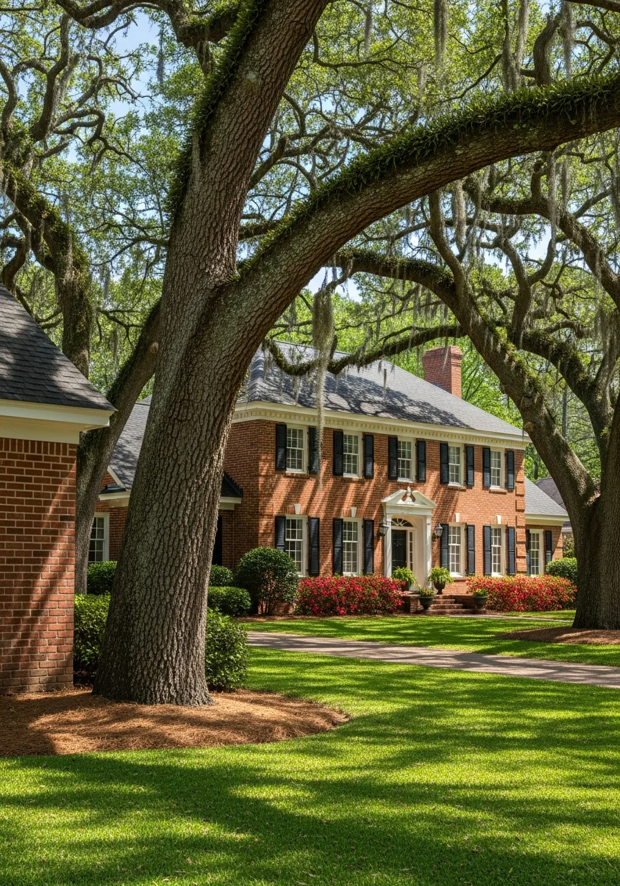 A service professional and homeowner reviewing property details on a Baton Rouge residential lot.